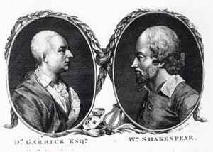 David Garrick and Shakespeare, engraved by J. Miller  by English School